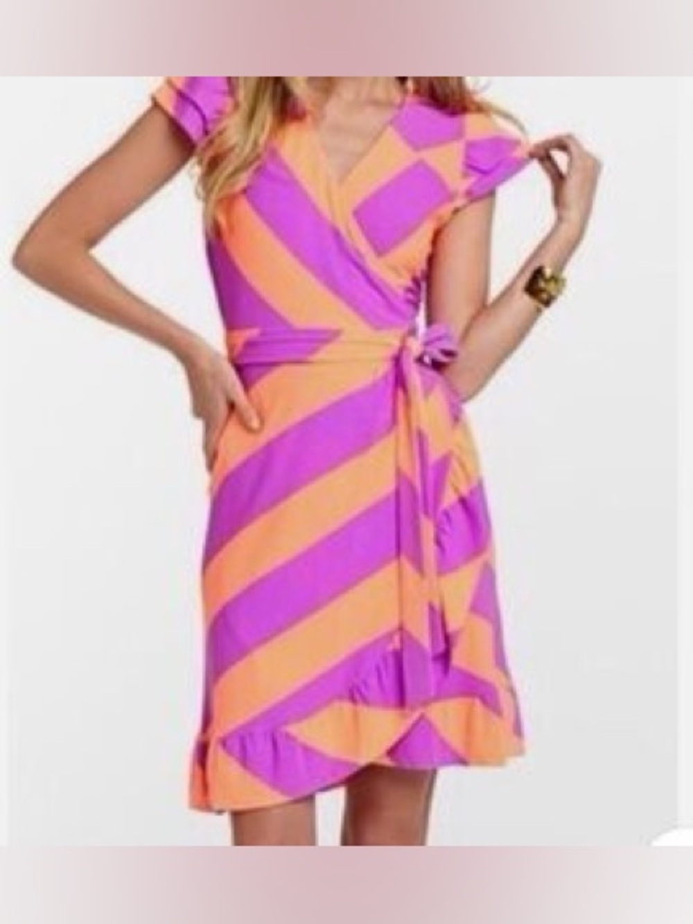 Lilly Pulitzer Adriel Always A Party Dress Short Sleeve Wrap Around Size XL